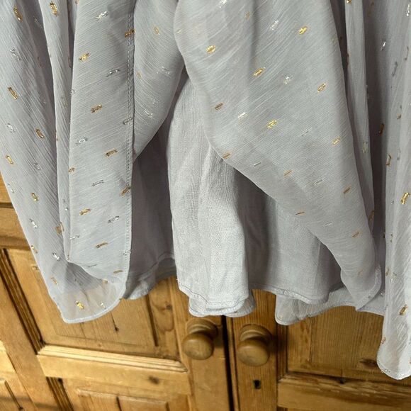 NWT The Impeccable Pig Small V-Neck Dress Metallic Silver Gold‎ Dash Long Sleeve - Picture 7 of 12